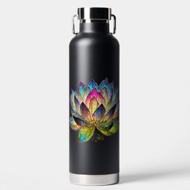 Stained Glass Colorful Lotus Flower  Trinkflasche (Vorderseite)