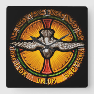 Stained glass dove quadratische wanduhr