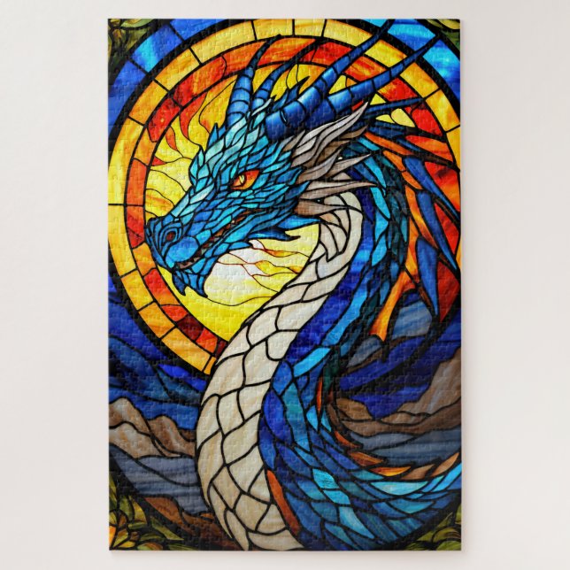 Stained Glass Dragon Jigsaw Puzzle (Vertikal)