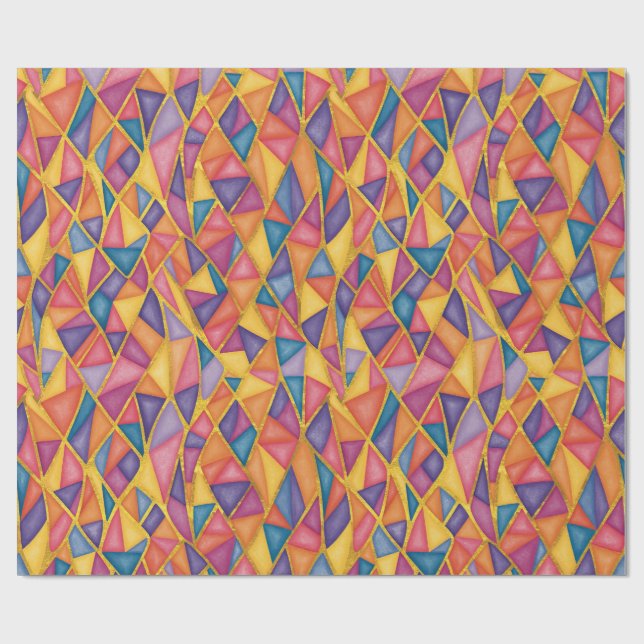 Stained Glass Effect Rainbow Wrapping Paper Geschenkpapier (Flach)