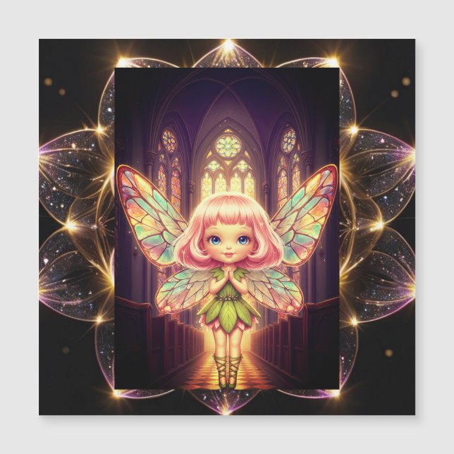 Stained glass, fairies, cathedrals, prayer magnetkarte (Vorderseite)