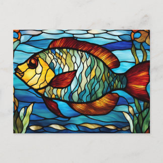 Stained Glass Fish Swimming in the Ocean Postkarte