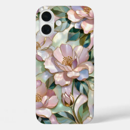 Stained Glass Floral iPhone Case Pink Gold Flower