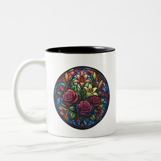Stained Glass Floral Mug Zweifarbige Tasse (Links)