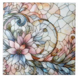 Stained glass flower motive fliese