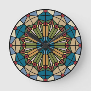 stained glass geometric pattern design modern runde wanduhr