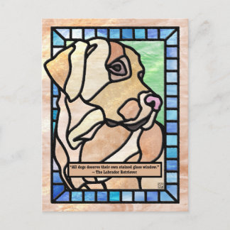 Stained Glass Labrador Retriever Dog Postcards Feiertagspostkarte