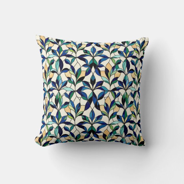 Stained Glass Leaf Throw Pillow Kissen (Vorderseite)