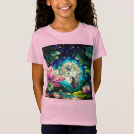 Stained Glass Little Fairy With Dragonfly T-Shirt