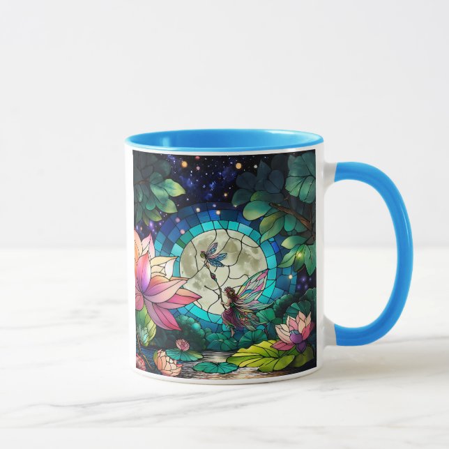 Stained Glass Little Fairy With Dragonfly Tasse (Rechts)