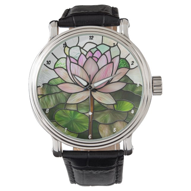 Stained Glass Lotus Flower  Armbanduhr (Vorderseite)