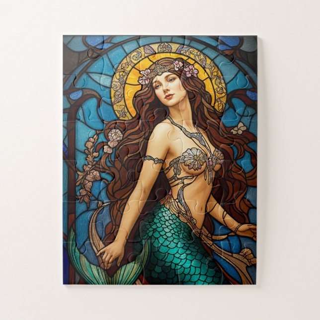 Stained glass mermaid puzzle (Vertikal)