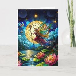 Stained Glass Moonlight Flight Fairy  Karte
