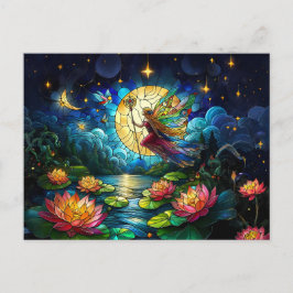 Stained Glass Moonlight Flight Fairy Postkarte