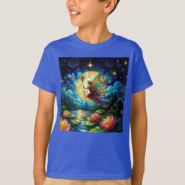 Stained Glass Moonlight Flight Fairy  T-Shirt (Vorderseite)