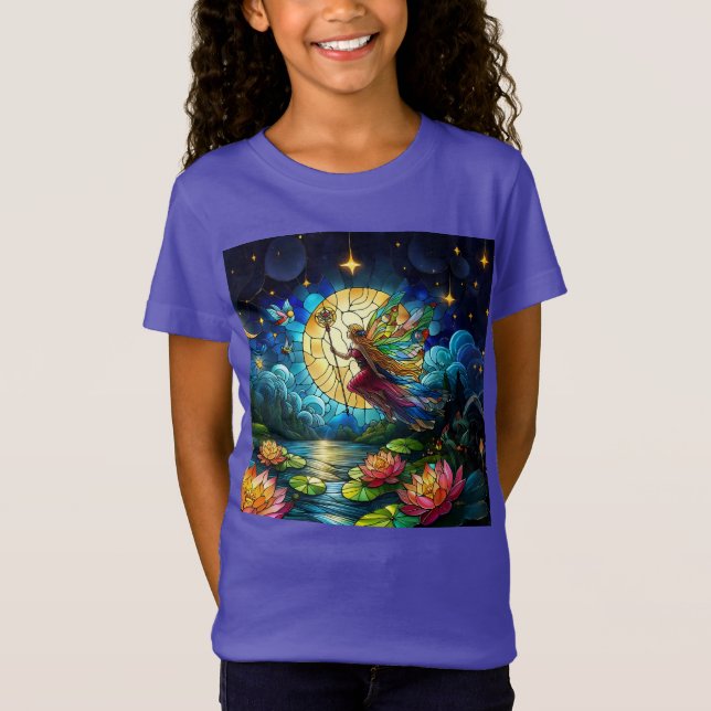 Stained Glass Moonlight Flight Fairy  T-Shirt (Vorderseite)