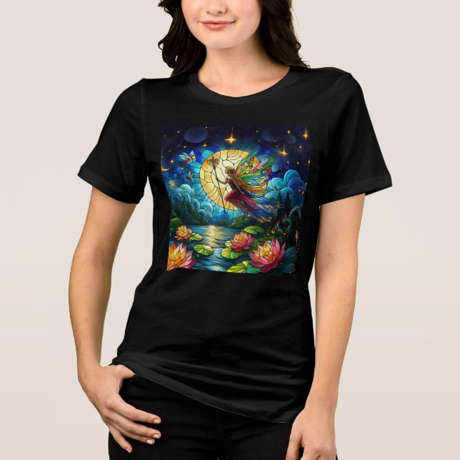 Stained Glass Moonlight Flight Fairy  Tri-Blend Shirt (Vorderseite)