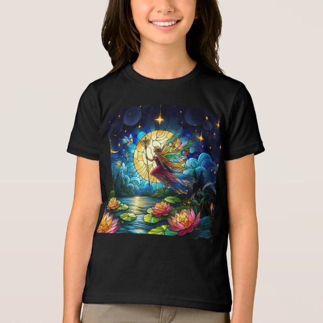 Stained Glass Moonlight Flight Fairy  Tri-Blend Shirt (Vorderseite)