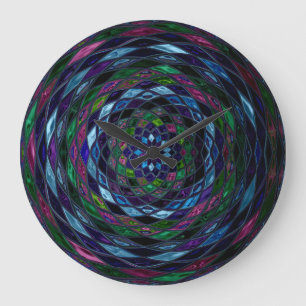 Stained Glass Mosaic Abstract Große Wanduhr