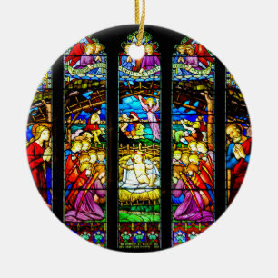 Stained Glass Nativity Scene Christmas Ornament