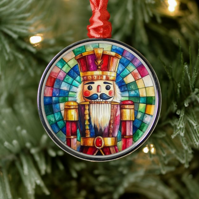 Stained Glass Nutcracker Personalized Christmas Ornament Aus Metall (Baum)