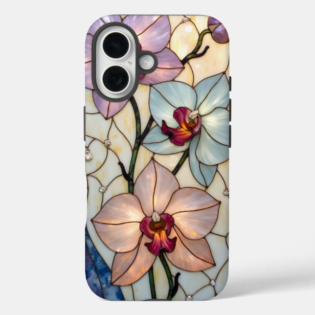 Stained Glass Orchid Flowers  Case-Mate iPhone Hülle (Rückseite)