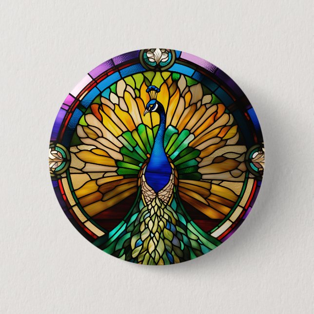 Stained Glass Peacock Button (Vorderseite)