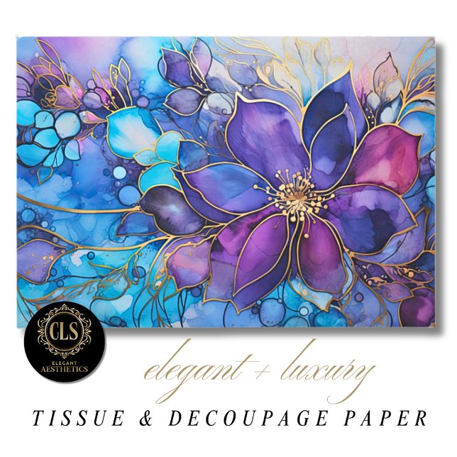 Stained Glass Purple Blue Florals Luxe Aesthetics  Seidenpapier (Von Creator hochgeladen)