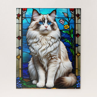 Stained Glass Ragdoll Cat Jigsaw Puzzle