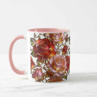 Stained Glass Rose Floral Coffee Mug Tasse