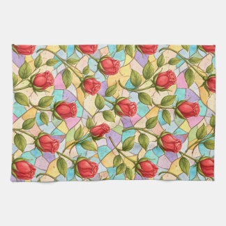 Stained Glass Rosebuds Geschirrtuch