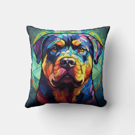 Stained Glass Rottweiler  Kissen