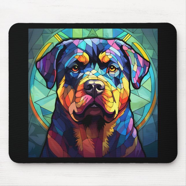 Stained Glass Rottweiler  Mousepad (Vorne)