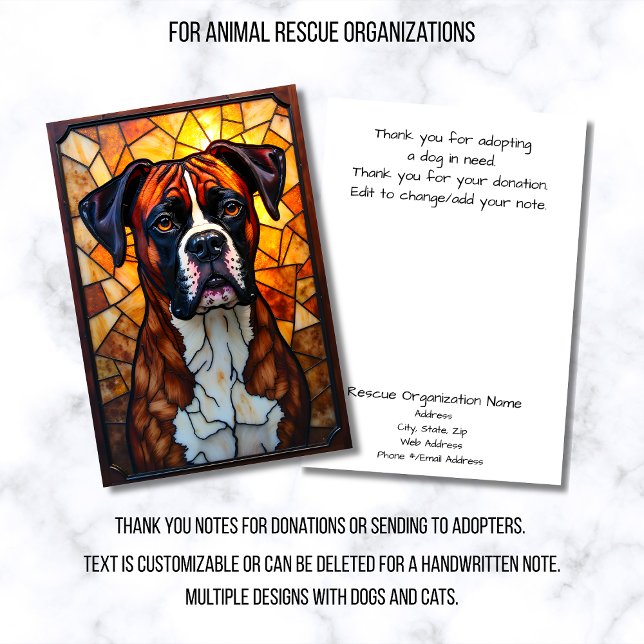 Stained Glass Style Animal Rescue Organization Dankeskarte (Von Creator hochgeladen)
