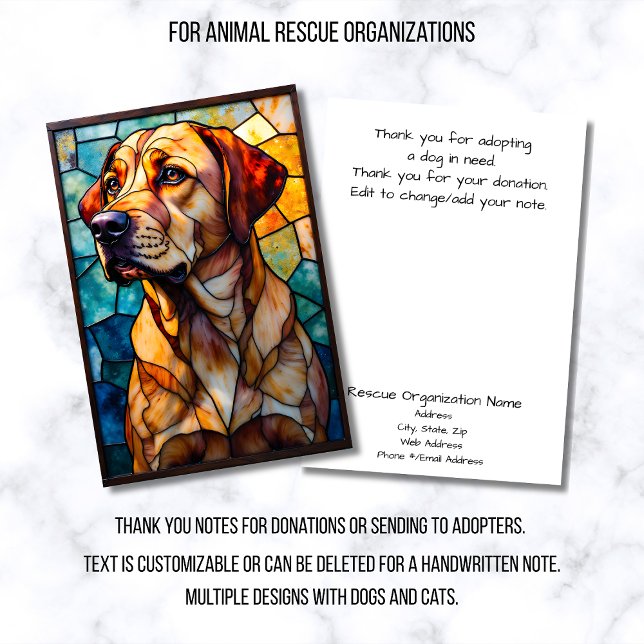 Stained Glass Style Animal Rescue Organization Dankeskarte (Von Creator hochgeladen)