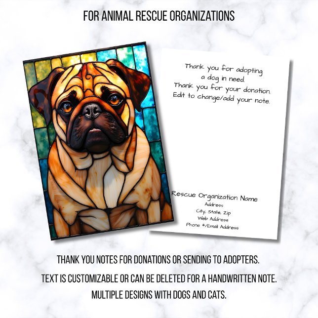 Stained Glass Style Dog Rescue Organization Dankeskarte (Von Creator hochgeladen)