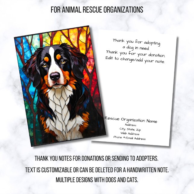 Stained Glass Style Dog Rescue Organization Dankeskarte (Von Creator hochgeladen)