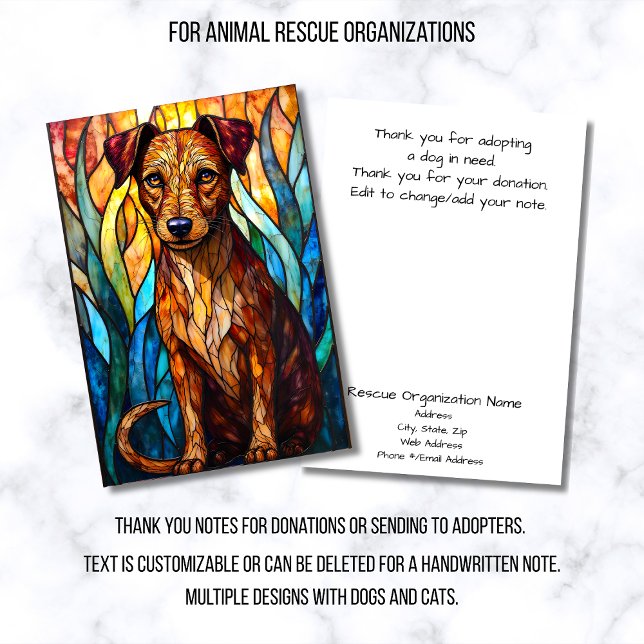 Stained Glass Style Dog Rescue Organization Dankeskarte (Von Creator hochgeladen)