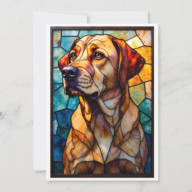 Stained Glass Style Labrador Retreiver Dog Flat Karte (Vorderseite)