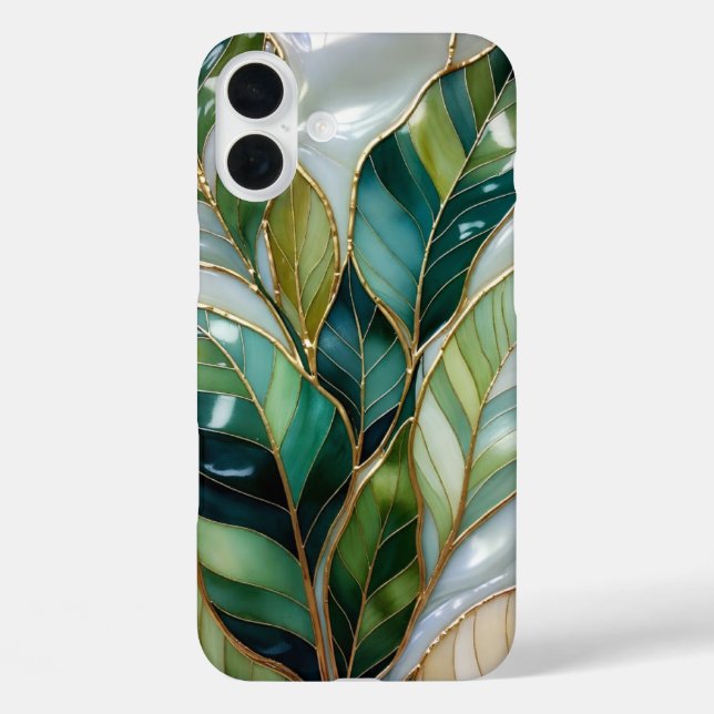Stained Glass Style Leaf Aesthetic Phone Case (Rückseite)