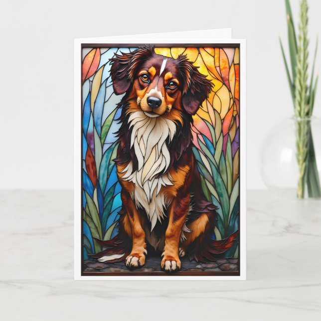Stained Glass Style Mixed Breed Dog  Karte (Vorderseite)