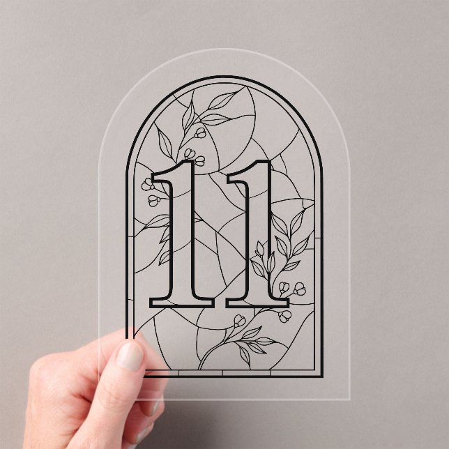 Stained Glass Style Table Number Eleven Acryleinladungen (Insitu (Handheld))