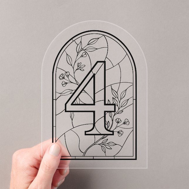 Stained Glass Style Table Number Four Acryleinladungen (Insitu (Handheld))