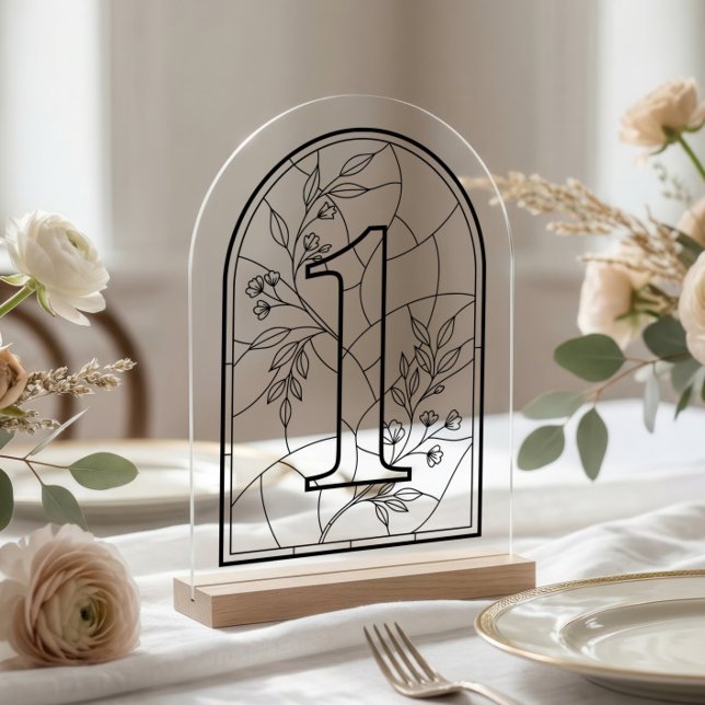 Stained Glass Style Table Number One Acryleinladungen (Wooden block not included)