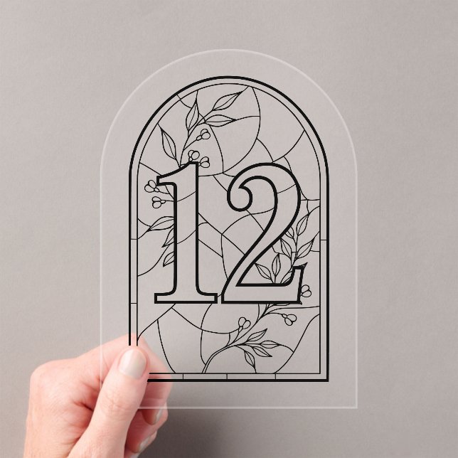 Stained Glass Style Table Number Twelve Acryleinladungen (Insitu (Handheld))