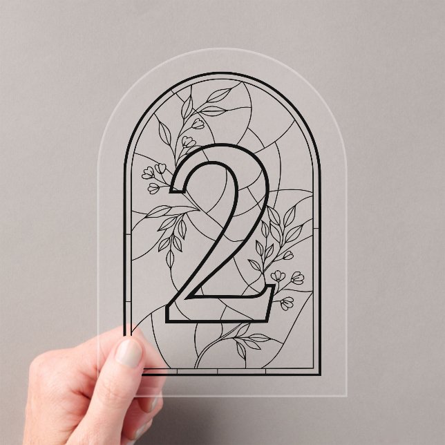 Stained Glass Style Table Number Two Acryleinladungen (Insitu (Handheld))