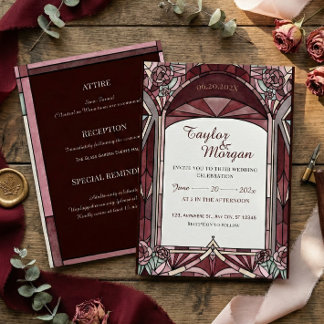 Stained-glass style Wedding Invitation Einladung