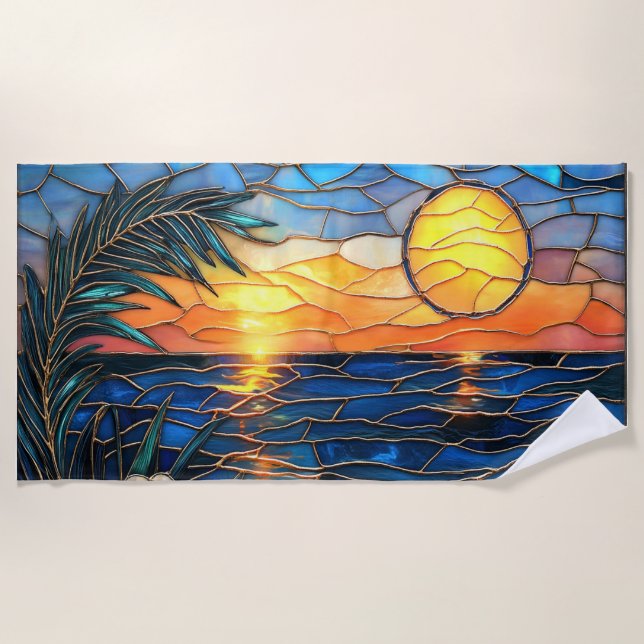 Stained Glass Sunset Beach Towel Strandtuch (Vorderseite)