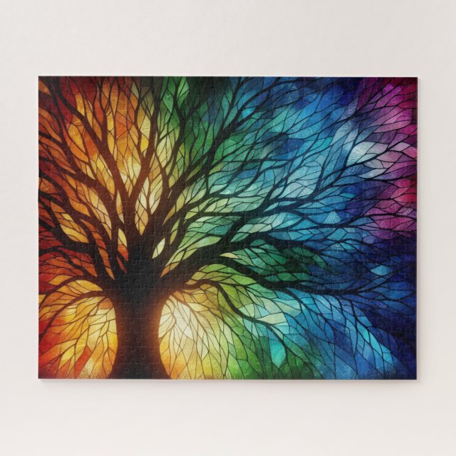 Stained Glass Tree with Colors Puzzle (Horizontal)