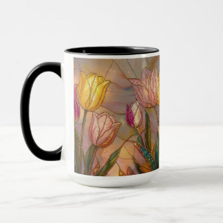 Stained Glass Tulip Mug: Floral Art Tasse